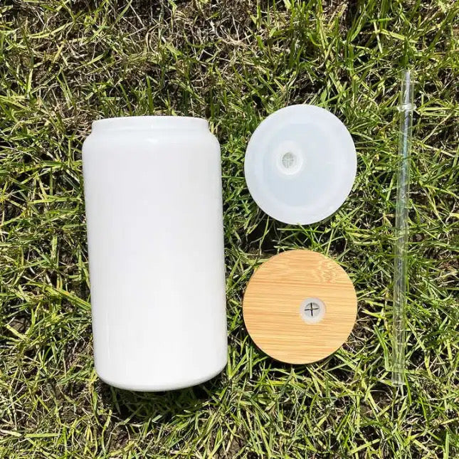 White Stainless Steel Can 16 oz