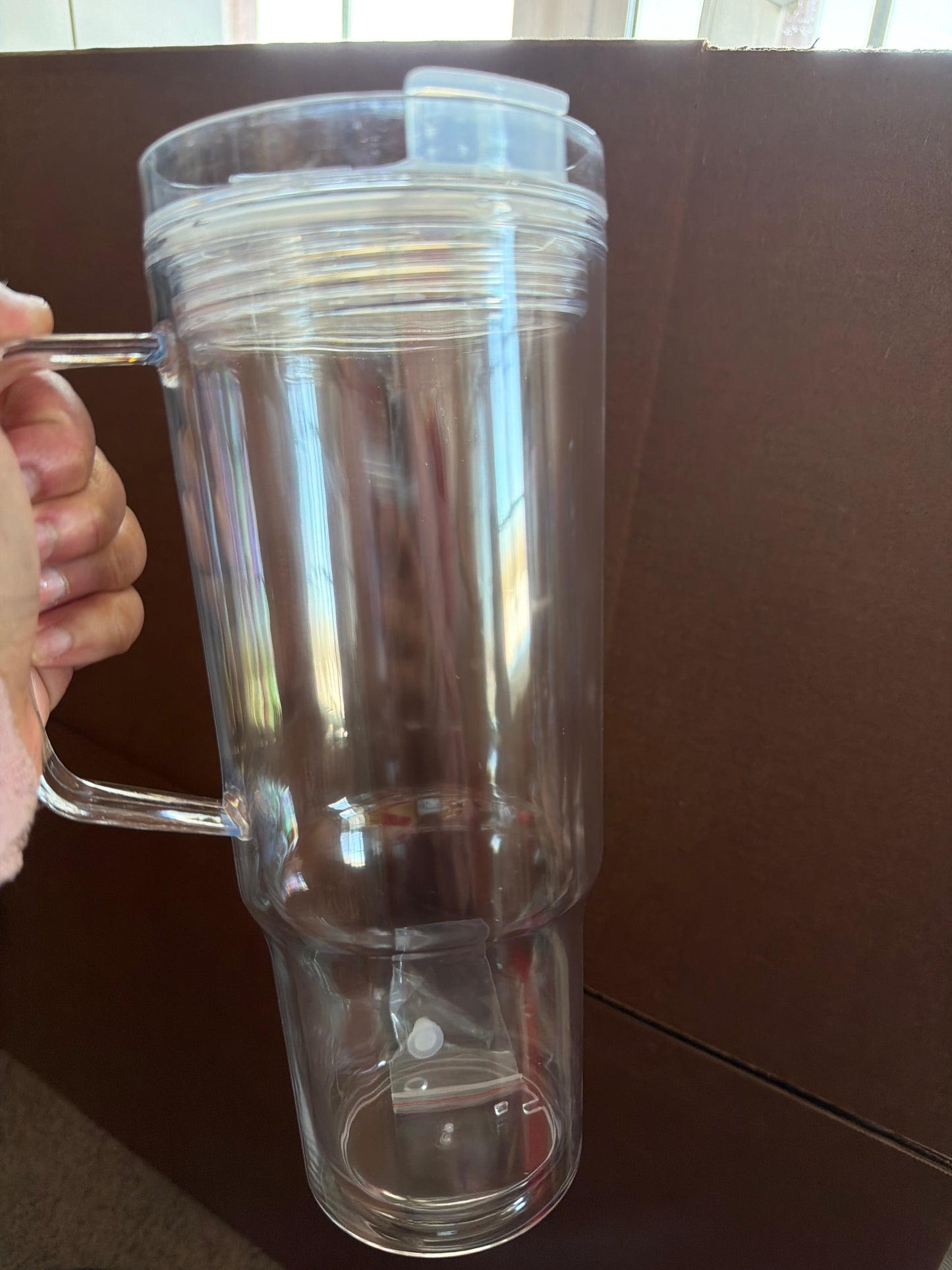 Snow globe plastic Acrylic Tumbler with handle 40 oz