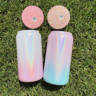 Sublimation Glass Cups 16oz with Bling or Bamboo lid