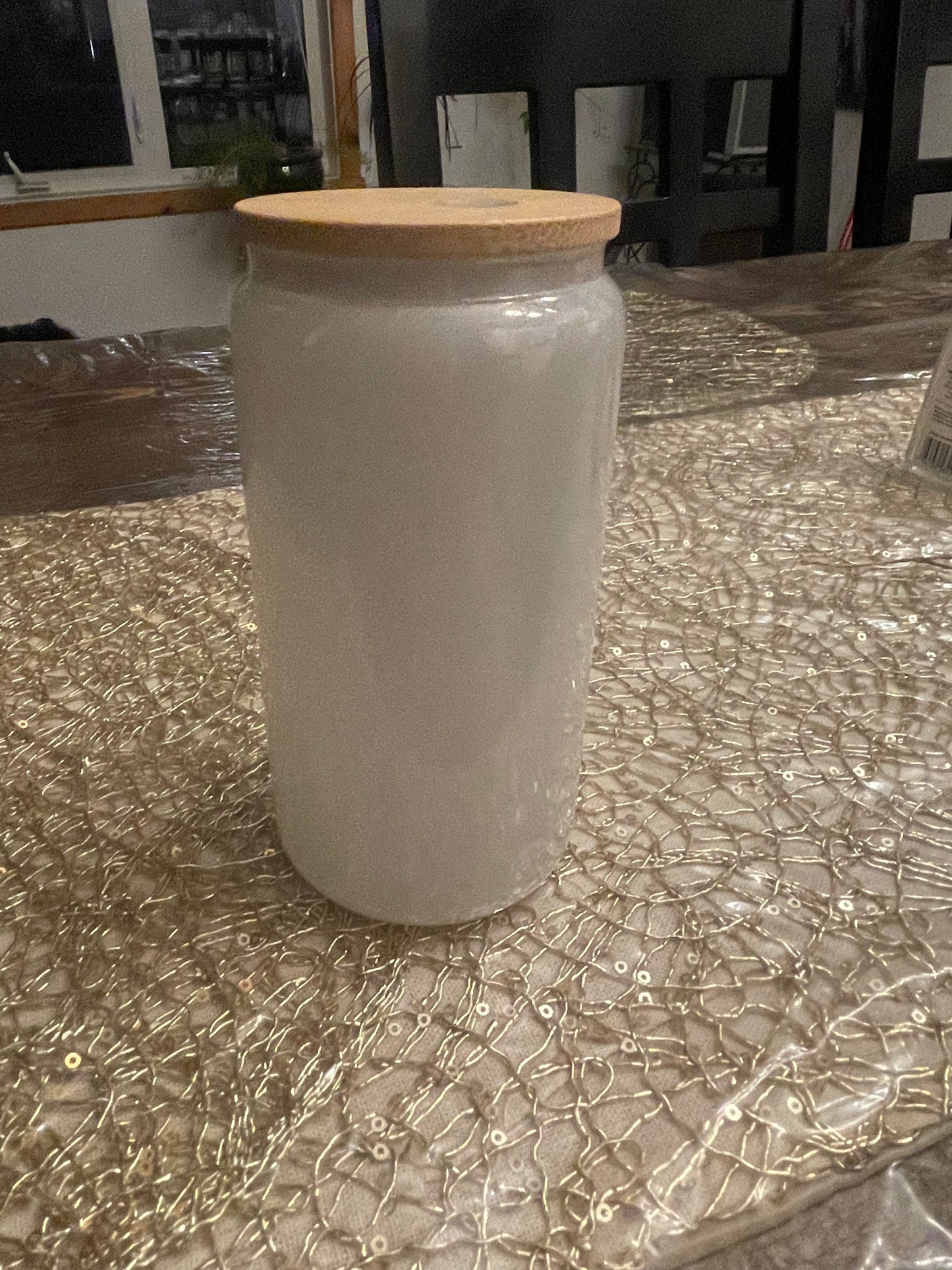 Sublimation Glass Cups 16oz with Bling or Bamboo lid