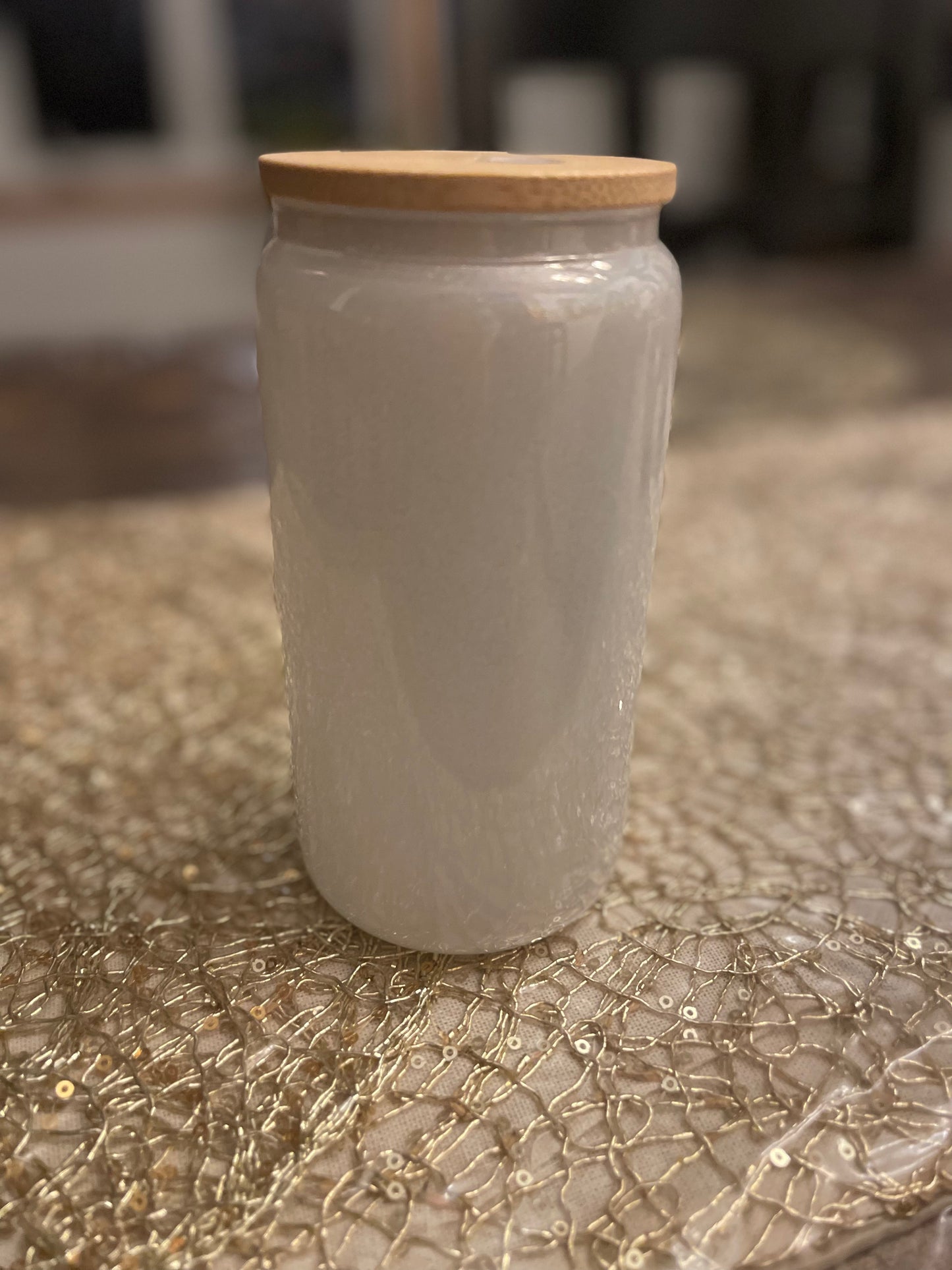 Sublimation Glass Cups 16oz with Bling or Bamboo lid