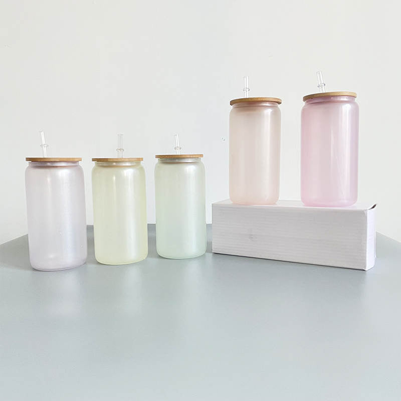 Sublimation Frosted Glass - UV Colour Change and Glow In The Dark Glass Can